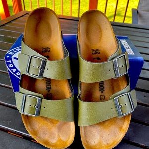 Birkenstock Arizona pull up olive womens mens sandals 42 11 9 green